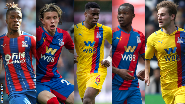 Wilfried Zaha, Conor Gallagher, Marc Guehi, Tyrick Mitchell and Joachim Andersen