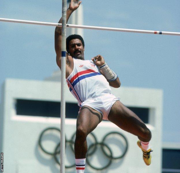 Daley Thompson competing at the 1984 Olympic Games