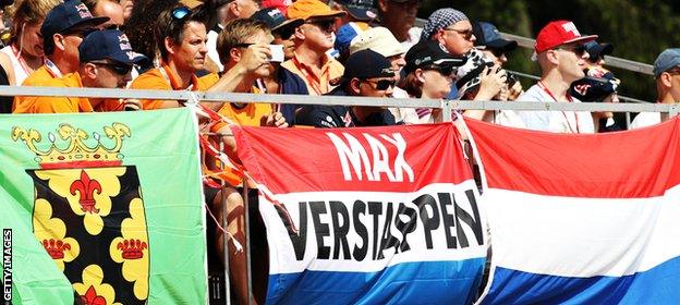 Max Verstappen fans at the Belgian Grand Prix