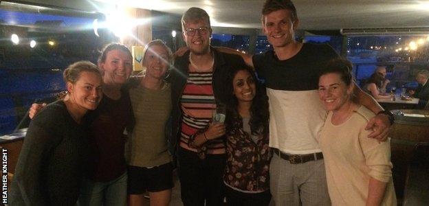 England players celebrate victory in a pub quiz