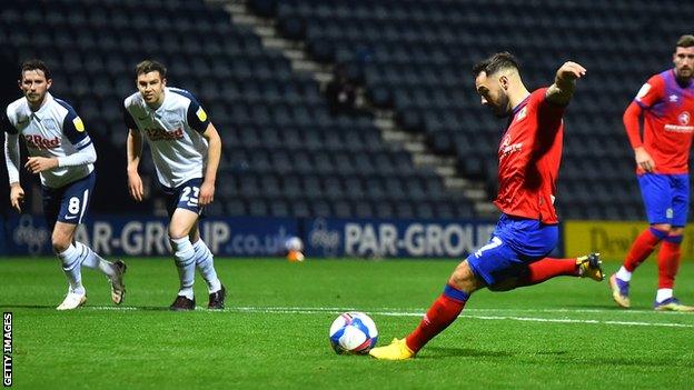 Adam Armstong scores Blackburn's opening goal at Preston