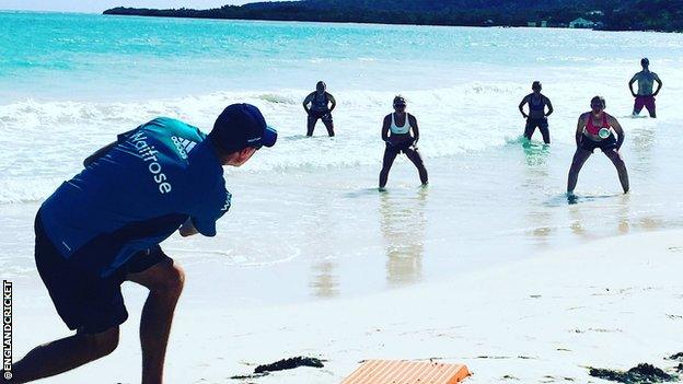 England's women train on the beach