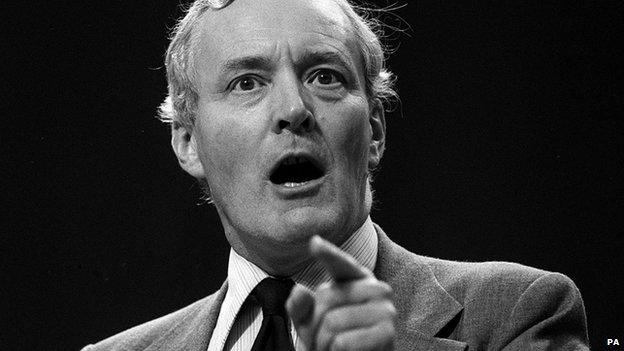 Tony Benn speaking at the party conference in Brighton, September 1981