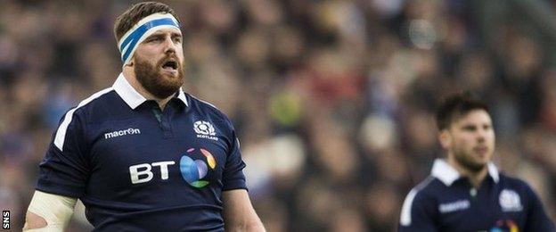 Scotland prop Simon Berghan against France