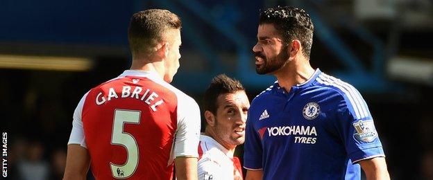 Chelsea striker Diego Costa (right) was involved in a clash with Arsenal defender Diego Costa earlier this season