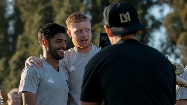 Calum Mallace (right) with Carlos Vela