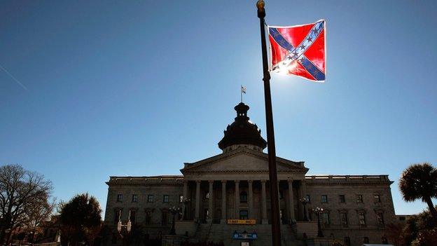 The controversial Confederate flag flies outside of South Carolina's State House