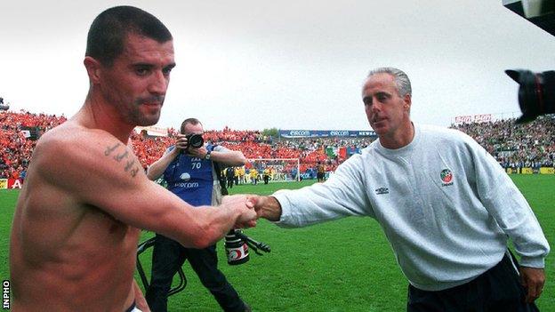 Then Republic boss McCarthy shakes hands with Roy Keane after the World Cup qualifier win over the Netherlands in 2001