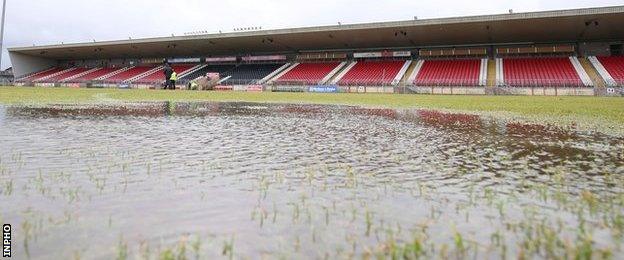 The Tyrone final replay was postponed as water covers the Healy Park pitch