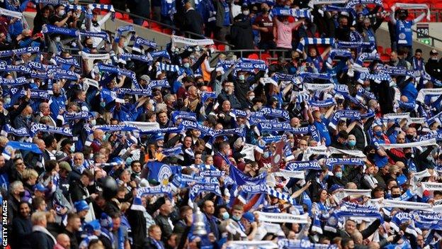 Leicester City fans, Wembley, FA Cup final 2021, Chelsea