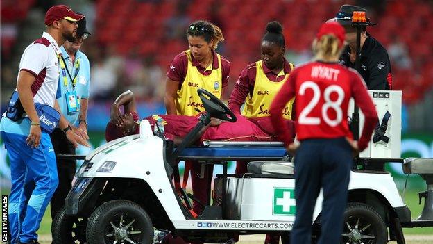 Stafanie Taylor is stretchered off