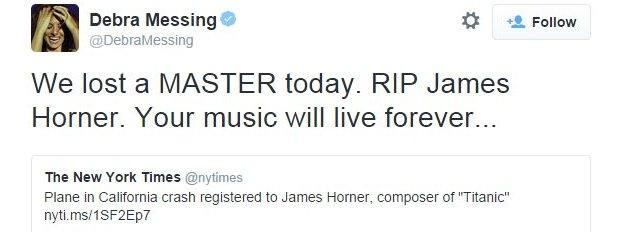 Debra Messing's tribute to James Horner