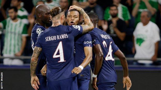 Mbappe and PSG celebrate a goal