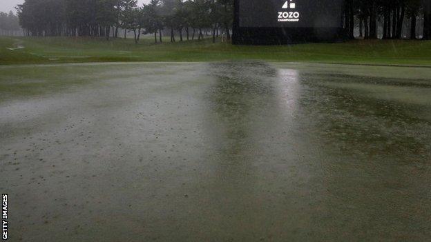 A flooded Accordia Golf Narashino Country Club