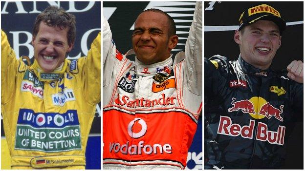 Michael Schumacher, Lewis Hamilton and Max Verstappen