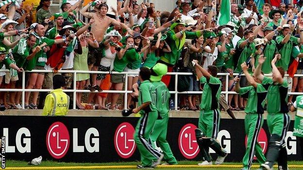 The game that kick-started Ireland's rise - players and fans celebrate the 2007 World Cup win over Pakistan