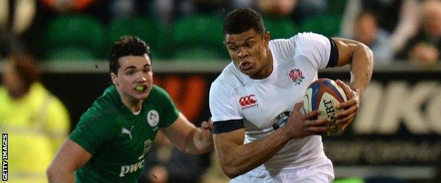 Nathan Earle in action for England Under-20s