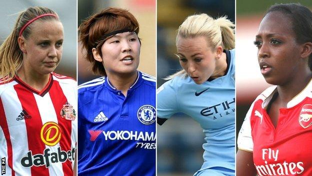 Beth Mead (left), Ji So-Yun, Toni Duggan and Dan Carter (right)