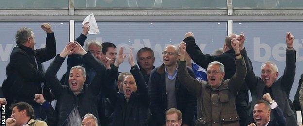 Jose Mourinho watches from the directors' box