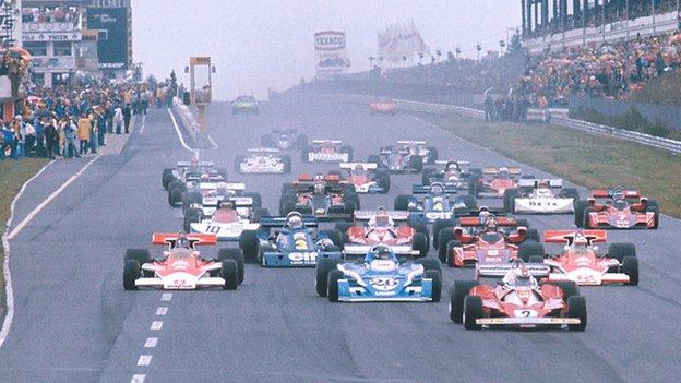 A view of the start of the 1976 German Grand Prix