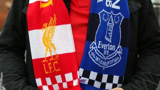 Liverpool and Everton half-and-half scarf