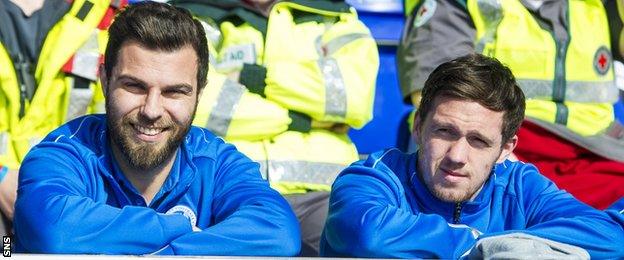 St Johnstone's Richard Foster and Danny Swanson