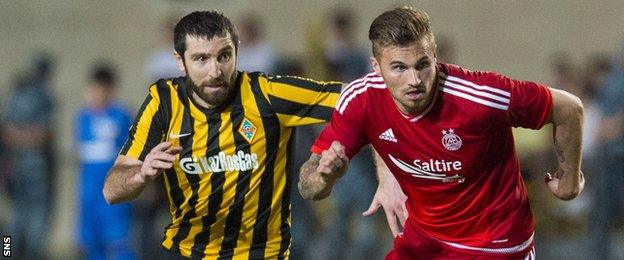 David Goodwillie in action for Aberdeen against Kairat Almaty