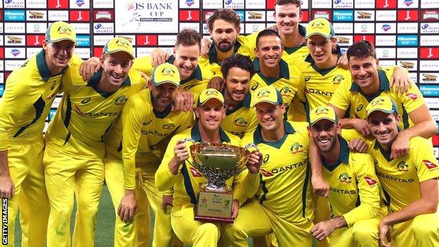 Australia with the ODI series trophy