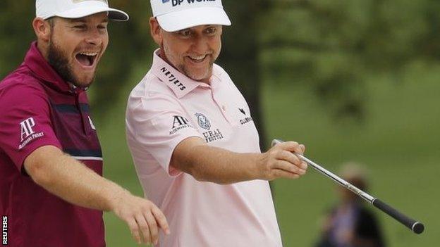 Tyrrell Hatton and Ian Poulter at Augusta National