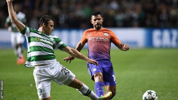 Sviatchenko challenges for the ball against Man City