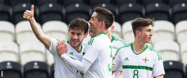 Northern Ireland's Shay McCartan celebrates the opening goal