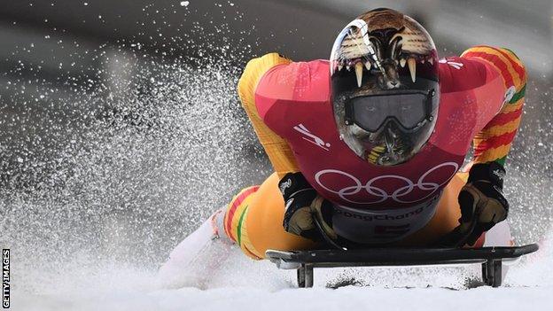 Akwasi Frimpong in action at the 2018 Winter Olympics