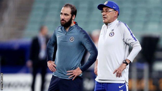 Maurizio Sarri and Gonzalo Higuain