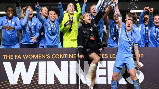 Steph Houghton celebrates Continental Cup victory