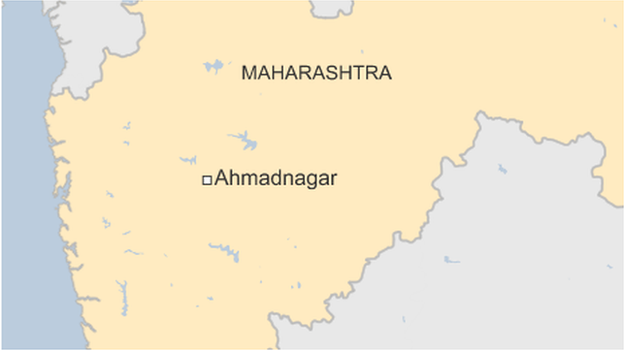 Map showing Ahmadnagar where the temple is situated