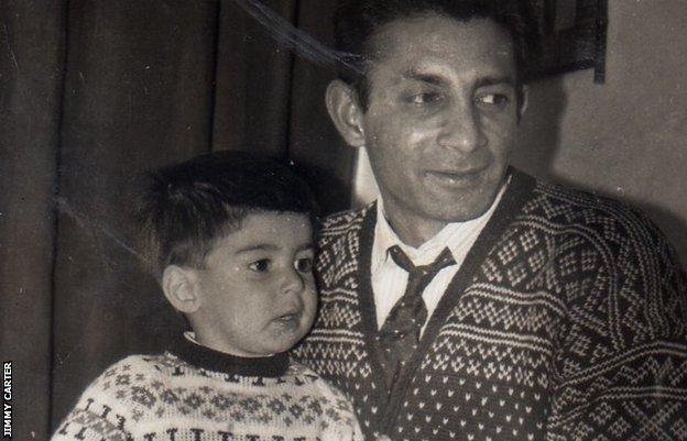 A young Jimmy Carter pictured with his father, Maurice