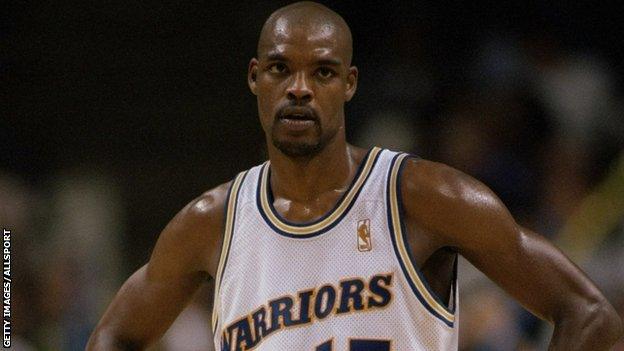 Latrell Sprewell of the Golden State Warriors during the Warriors 97-85 loss to the Los Angeles Clippers at San Jose Arena in San Jose, California.