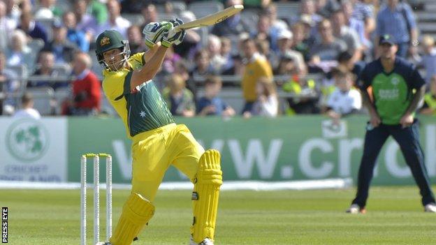 Australia batsman Joe Burns plays a stroke at Stormont