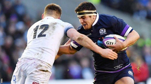 Scotland hooker Stuart McInally and England's Dylan Hartley