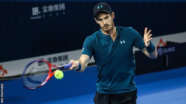 Britain's Andy Murray plays a forehand at the Shenzhen Open