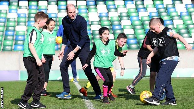 Prince William at a training session at Windsor Park