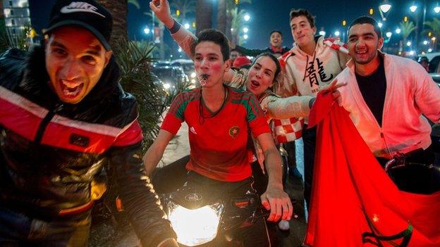 Picture of Morocco fans celebrating