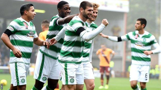 Celtic players celebrating