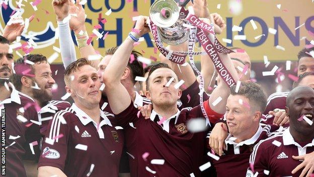 Danny Wilson with the Scottish Championship trophy