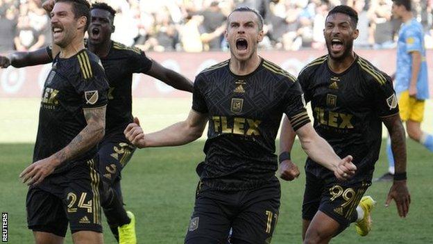 Gareth Bale and his LAFC team-mates celebrate