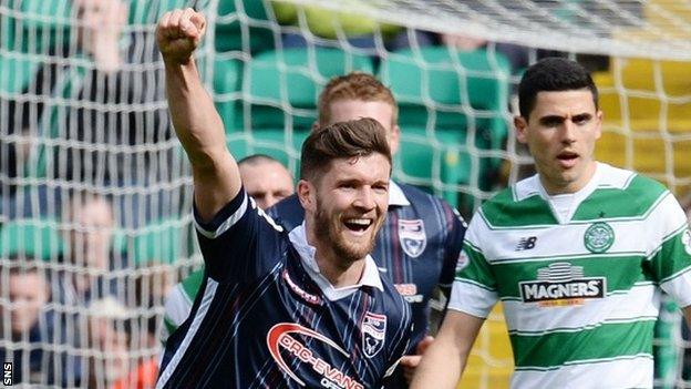 Stewart Murdoch celebrates scoring for Ross County against Celtic