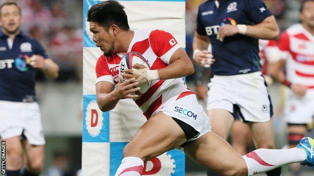 Japan captain Shota Horie scored a try in the opening match with Scotland