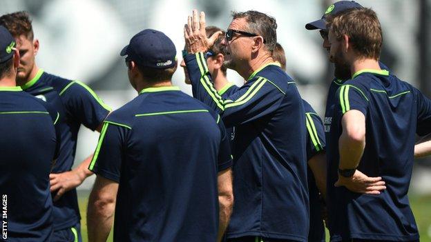 Graham Ford delivers instructions before last year's Test against England at Lord's