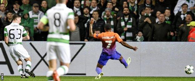 Kieran Tierney scores for Celtic against Manchester City