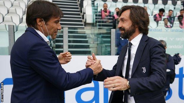 With Conte (left) gone and Andrea Pirlo's future at Juventus in doubt, Serie A could look very different next season